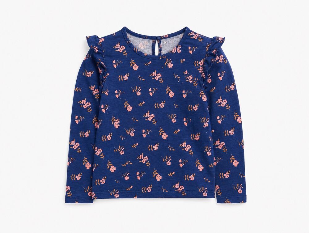 Mini Boden Girls Floral Frill Sleeve Top